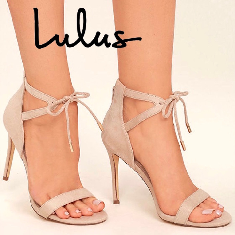 NWOT Lulu’s Kate Nude Suede Ankle Strap Heels 9
